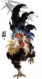 雄鸡捕食图