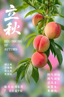 立秋蜜桃节气海报