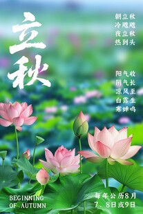 立秋荷塘节气海报