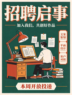 复古风招聘启事海报
