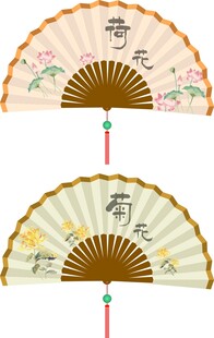 中国风扇子中式古风折扇矢量图案