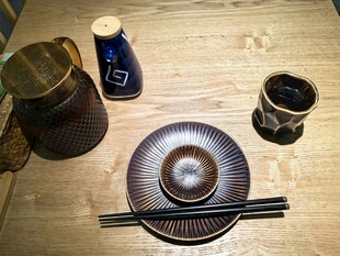 中式粗陶茶具组合