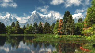 雪山湖畔自然美景