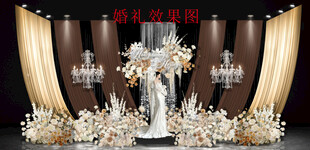 香槟金咖色婚礼迎宾区效果图