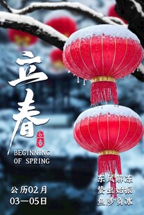 立春节气红灯笼主题海报