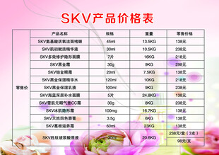SKV产品价格表