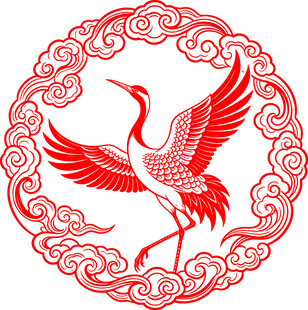 祥云仙鹤剪纸纹样