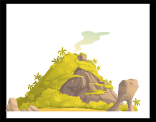 卡通冒烟火山插画