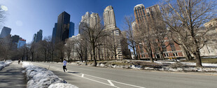 冬日城市公园步道风景