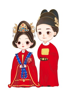 Q版古风明代婚服情侣