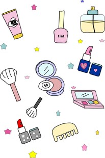 可爱卡通美妆用品装饰图案素材