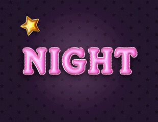 粉色NIGHT立体艺术字