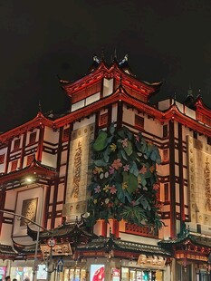 传统中式建筑夜景