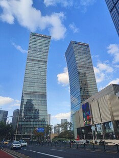 城市双子高楼街景
