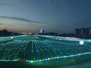傍晚光伏电站远景