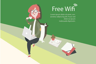 免费WiFi休闲办公插画