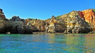碧海蓝天海岸崖壁风光
