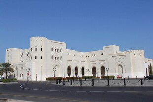 蓝天下的白色大型建筑