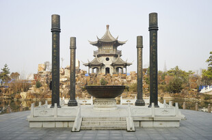古建塔楼广场景观