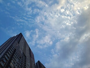 蓝天下的现代高楼仰拍