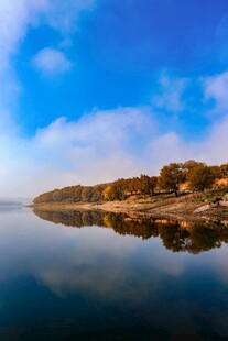 湖畔蓝天自然美景