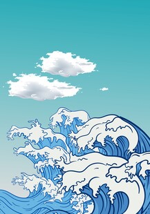 海浪白云背景