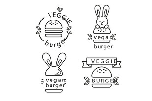 素食汉堡标识线稿合集