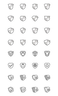 手绘线稿盾牌图标合集