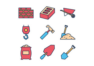 卡通建筑施工工具图标