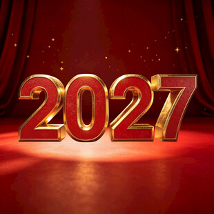 2027红金喜庆立体字