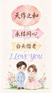 浪漫婚庆祝福插画