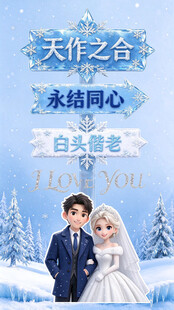 冰雪主题新婚祝福海报