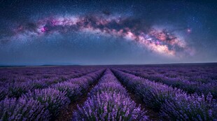 薰衣草花田银河夜景