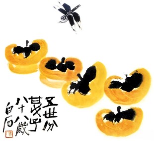 秋意柿子图