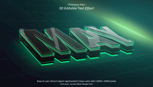 绿荧光3D立体文字特效