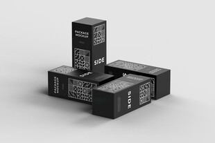创意产品暗盒模型黑色包装盒样机