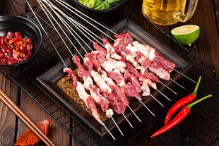 鲜羊肉串烧烤食材