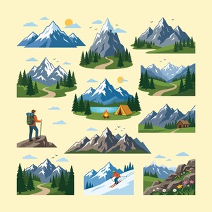 户外登山插画