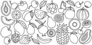 手绘线描水果合集