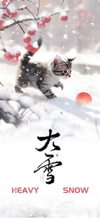 大雪节气水墨国风插画