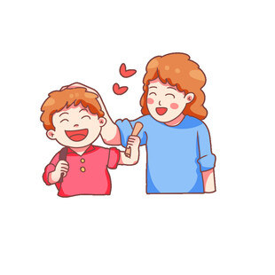 母子温馨互动插画