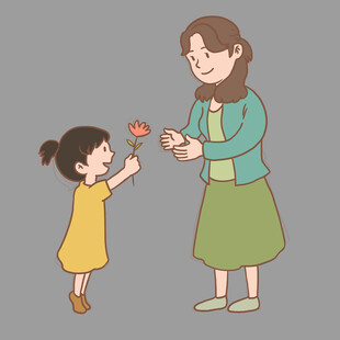 小女孩给妈妈送花