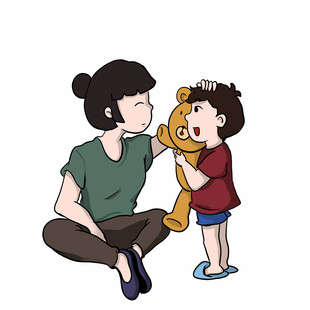 母子温馨互动插画