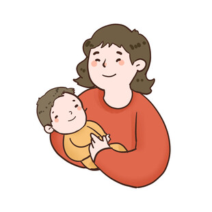 妈妈怀抱婴儿温馨插画