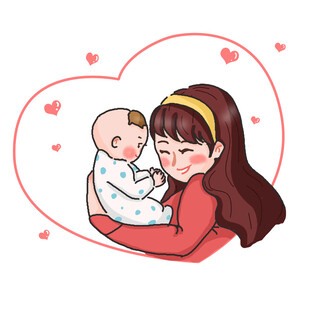温馨母爱亲子插画