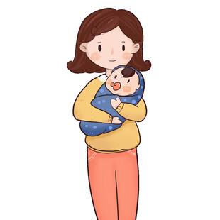 卡通母亲抱婴儿插画