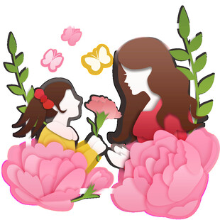母亲节送花温馨插画