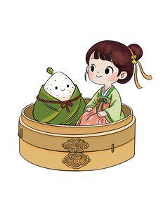 端午古风女孩与粽子