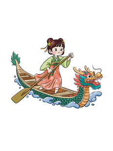 端午古风少女划龙舟