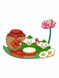 端午趣味粽子卡通插画